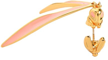 Garneck S925 Silber Ohrhänger Hasen Design Goldfarbene Emaille für Frauen Mädchen Büro Jubiläum