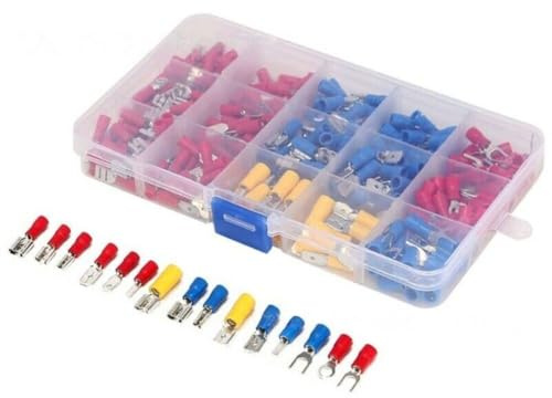 FACAIIO 280-teiliges gummiisoliertes Klemmleisten-Set mit Crimpverbindern für 22-16 bis 12-10 AWG Drähte, verzinntes Kupfer, schwer entflammbar