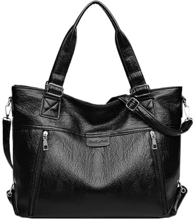 MKLHAVB Retro Damenhandtasche Trendy Umhängetasche, Mehrschichtige Tragetasche Große Kapazität Crossbody(Black)