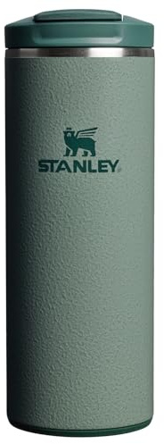 STANLEY 1913 Transit Flip Top Mug 0.35L, Hammertone Green | Keeps 4 Hours Hot, 6 Hours Cold, Dishwasher Safe, Leakproof, Car Cup Holder Compatible