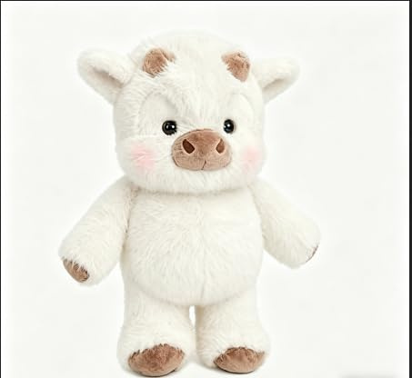 THERTHW Peluche Vache Qui Court, Peluche Qui Court, Jouet Doux Animal De Vache, Animal f pour Hommes, Femmes, Enfant Et Adolescents (Blanc)