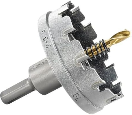 Starrett Tungsten Carbide Tipped Hole Saw - SM70 Sheet Metal Cutter With Arbor & Pilot Drill Bit - For Drilling Stainless Steel Aluminum Alloy - 70 mm