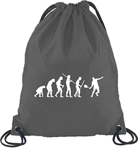 Shirtstreet24, EVOLUTION TENNIS, Turnbeutel Rucksack Sport Beutel, Größe: onesize,Dunkelgrau
