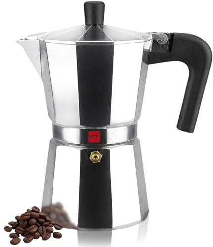 Magefesa Kenia - Cafetera espresso Moka para estufa, 9 tazas/15 onzas, cafetera italiana para café cubano, aluminio extragrueso, mango resistente al calor, segura y fácil de usar, cafetera Greca