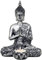 Phoeniximport Buddha Kerzenhalter - Silber, Polyester, 20,5 cm
