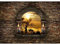 Runa Art Fototapete Fenster Sonnenuntergang 352 x 250 cm Vlies Tapeten XXL Moderne Wandtapete Wohnzimmer Schlafzimmer Braun Gelb 9025011a