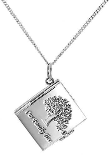 jewellerybox Sterlingsilber Familienstammbaum 6 Foto Medaillon Buch an 45,7cm Kette