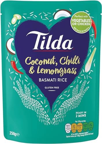 Tilda Basmatireis gedämpft mit Kokosnuss, Chili und Zitronengras - 6er Pack (6 x 250g)