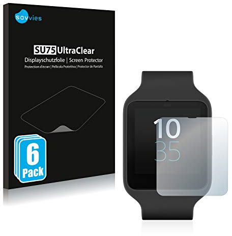 Savvies 6 Stück Schutzfolie für Sony Smartwatch 3 SWR50 Displayschutz-Folie Ultra-Transparent