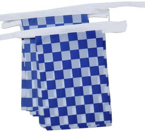 AZ FLAG Guirnalda 6 Metros 20 Banderas Cuadros Azules Marino y Blancos 21x15 cm - Bandera Carreras Automoviles - Azul Marino Y Blanco 15 x 21 Cm - Banderines Coches