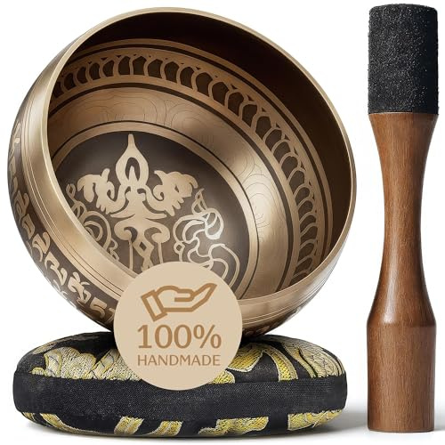Silent Mind Tibetan Singing Bowl Set – Easy to Play & Beginner Friendly Meditation Bowl with Cushion & Mallet | Stress Relief & Mindfulness | Gift-Ready