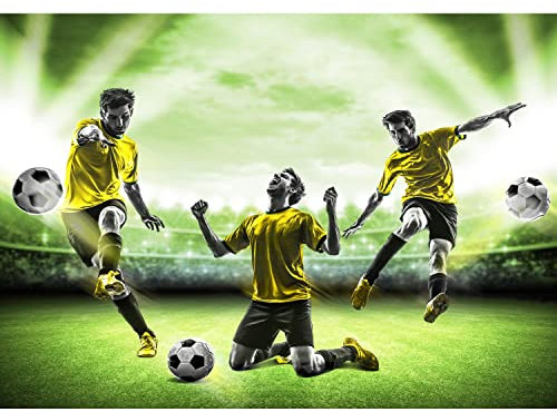 Runa Art Fototapete Fussball Stadion Modern Vlies Wohnzimmer Schlafzimmer - Made in Germany - 308 x 220 cm Grün Gelb 9049010b
