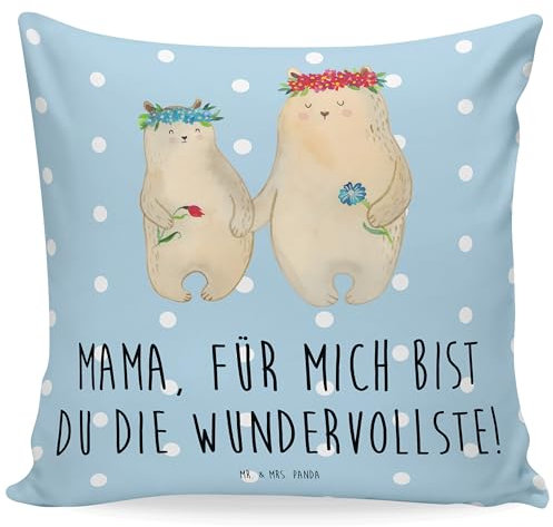 Mr. & Mrs. Panda Sofakissen Bären mit Blumenkranz - Geschenk, Geschenk Mama. Muttertag, Papa, sitzkissen, Vatertag, Lieblingsmensch, Sofakissen