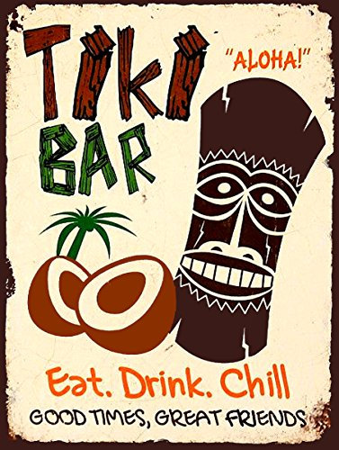 Tiki Bar Eat Drink Chill Metall Zinn Plaque Wand Schild retro Art Pub Bar Club Man Cave