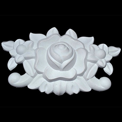Ornament für Stuckleisten Deckenleisten Kunststoff unlackiert, weiß - Moderne Ornamente in verschiedenen Motiven (Style 1, 15x8x1cm)