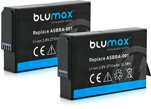 Blumax 2 x Battery for GoPro Hero Fusion (ASBBA-001 / Li-Ion / 2710 mAh / 3.8 V / 10.3 Wh)