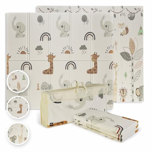 MS Fancy - Tappeto gioco per bambini 180x200 cm - Doppio lato, imbottito (spessore 1,5 cm), pieghevole e con borsa per il trasporto