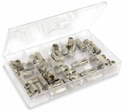 Pollin-Choice S-Impuls Sortimentskasten F-Stecker/F-Adapter, 40-teilig