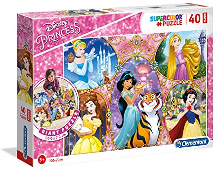Clementoni 25463 Bodenpuzzle Princess – Puzzle 40 Teile ab 3 Jahren, buntes Riesenpuzzle zum Zusammensetzen auf dem Boden, extra große Puzzleteile, Denkspiel für Kinder