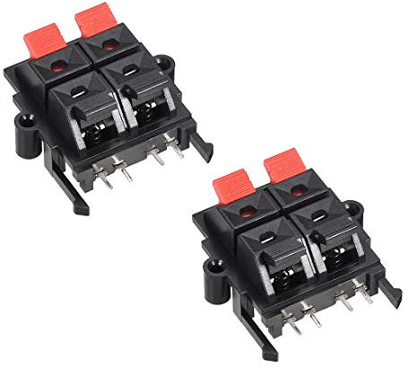 sourcing map 2 Row 4 Way Spring Speaker Terminal Clip Push Release Connector Cable Terminals Strip Block WP4-15 2Pcs