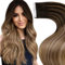 LaaVoo Balayage Echthaar Tape in Extensions Braun Extensions Echthaar Tape Dunkelstes Braun Balayage Mittel Braun Ombre Hell Goldbraun Remy Tape Extensions Echthaar Glatt 50g 20PCS #2/6/12 35cm