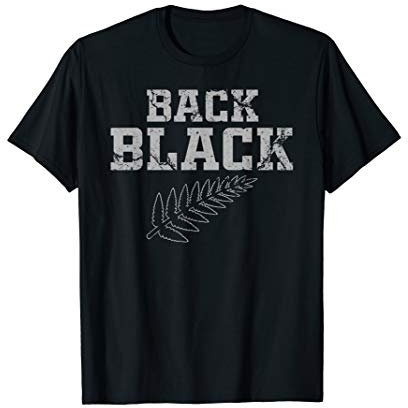 Mens New Zealand Rugby Vintage Grunge Design Back Black T-Shirt