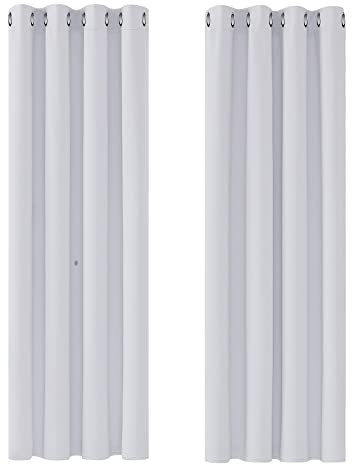 Deconovo Vorhang Verdunkelungsgardine mit Ösen Gardinen Wohnzimmer Vorhang Blickdicht Vorhänge, 210x140 cm(HöhexBreite), Silber Grau, 2er Set