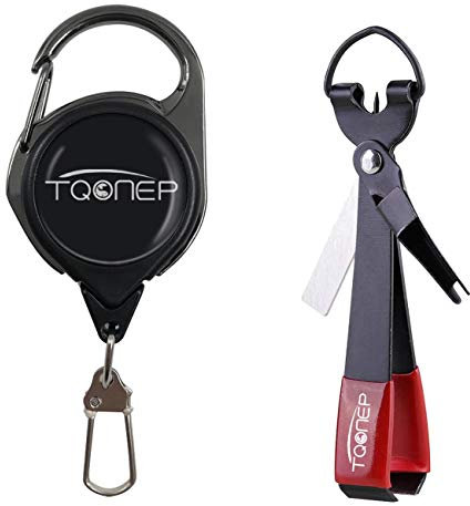 TQONEP Angel-Schnellknoten-Bindewerkzeug, 420 Edelstahl, 4-in-1 Fliegenschnurknipser mit Zinger Retractor Combo