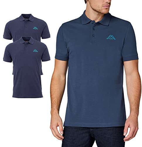 Kappa Herren Polo Shirt VENIST im 2er Pack in M - 5XL | Polo-Hemd mit Logodruck | Basic Poloshirts für Männer | Kurzarm Polo für Sport, Freizeit und Büro