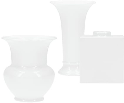 KPM Berlin Mini-Porzellan-Vasen-Set, 3-teilig — Handgefertigte weiße Porzellanvasen Cadre, Trompetenform & Fidibus im klassischen Stil, Geschenkset