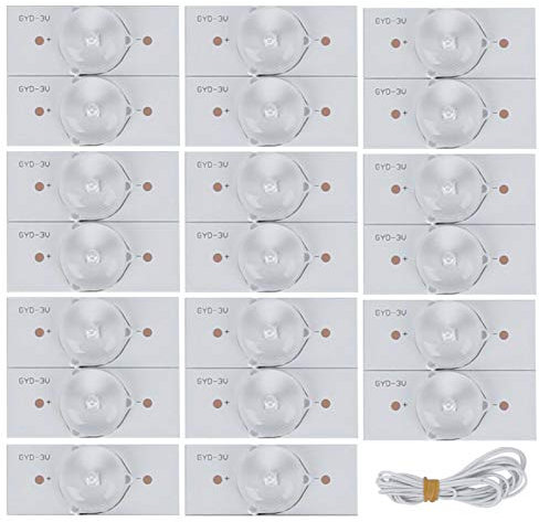 KUIDAMOS 20PCS 3V SMD Lamp Beads mit Fiberglas Board Concave Lens Fliter Strips für LED-TV-Reparatur DIY LED Panel Light(20PCS)