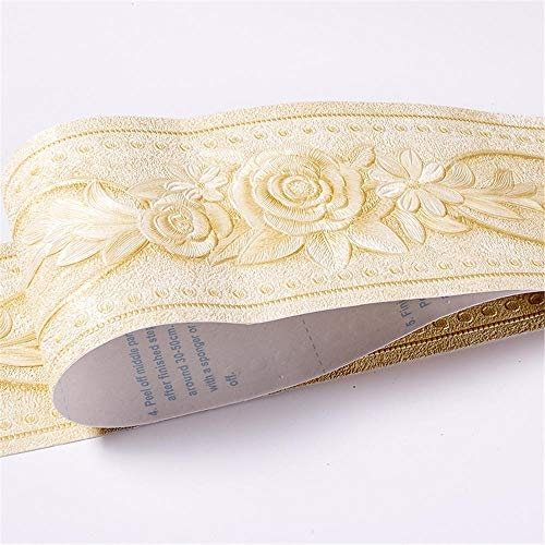 Peel and Stick Wallpaper Border Self-Adhesive Wall Border Sticker Home Ceiling Decorative Border for Bathroom Living Room Kitchen Golden Peony 10.5cm X 500cm