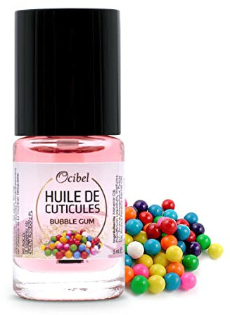 OCIBEL - Huile de cuticule senteur Bubble Gum. Hydrater, apaiser, régénérer, nourrir et favoriser la croissance saine des ongles, lot de 1 (1 x 5 ml)