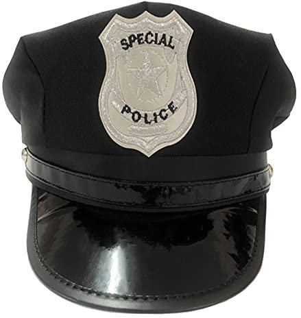 Proumhang Polizei Hut Erwachsene, Polizist Mütze, Polizei Kostümzubehör, Polizist verkleiden sich Kostümzubehör für Cop Kostüm Party Halloween Rollenspiel 58cm Schwarz 1