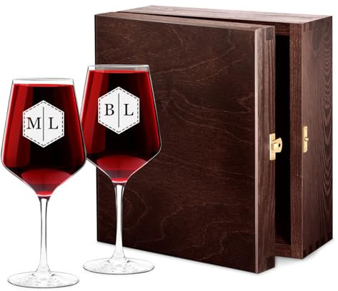 Maverton Set de 2 verre a vin en Cristal - Verres gravés 530 ml - Verres XL Cadeau Personnalisé - Cadeau couple - Set a vin pour parents - cadeau mariage - Simple