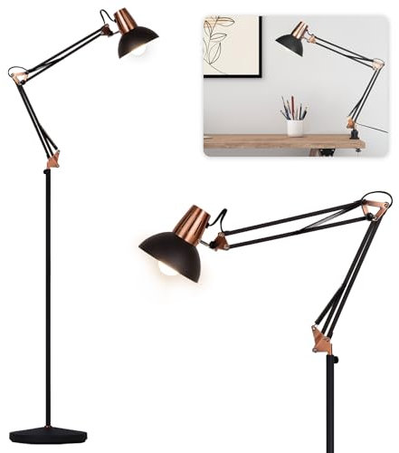 FIRVRE Metal Swing Arm Table lamp Adjustable LED Architect Desk lamp with Clamp Vintage Retro Desk Light with E27 Bulb On/Off Switch for College Dorm Room,Home Office