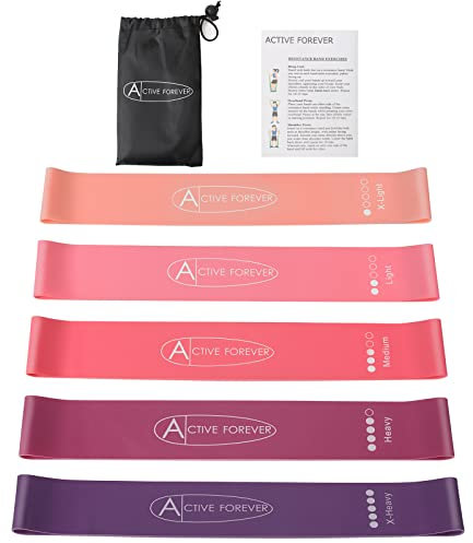 ACTIVE FOREVER Resistance Band Set, Pull up Assist Band Fitness Band, Pack of 5 Different Resistance Levels Elastic Band for Men Women for Yoga Muscle Stretching Training Home Gym(pink)