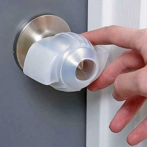 RASQ 2 pcs Glow in The Dark Door Knob Grips , Easy Open Decorative Round Doorknob Grips , Non Slip Arthritis and Senior Living Aids, Open Doors Easily, Fits Most Doorknob, White