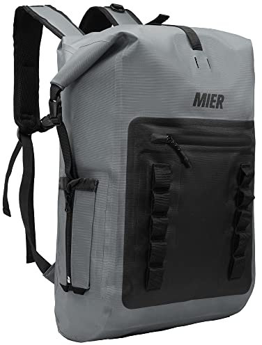 MIER Wasserdichter Rucksack Roll-Top Verschluss Dry Bag Leicht, dunkelgrau, 30L, Outdoor