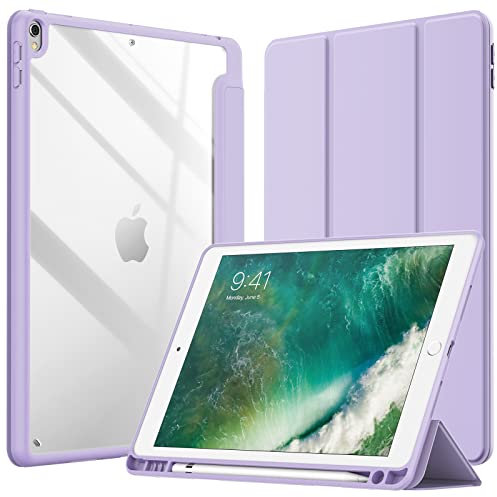 JETech Case for iPad Air 3 (10.5-Inch 2019, 3rd Generation) and iPad Pro 10.5-Inch with Pencil Holder, Clear Transparent Back Shell Slim Stand Shockproof Tablet Cover (Light Purple)