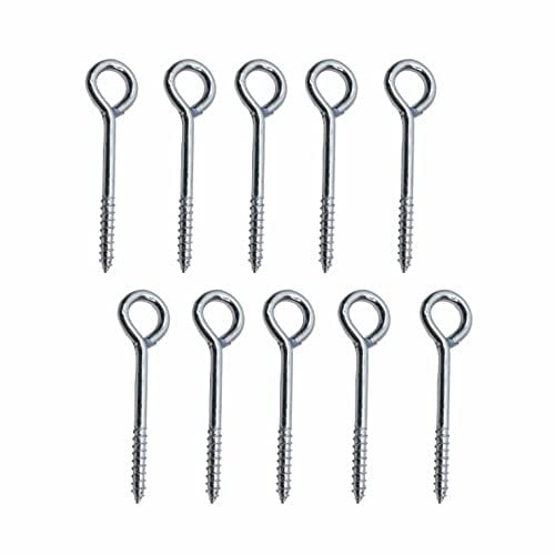 SUL Vine Eyes Screw 75mm (3 Inch) Zinc Plated Garden Eyes for Wire Screw Eyes, Long Screw Hooks for Indoor & Out Door Eye Screws Hooks, 75mm Self Tapping Screws Hooks (10 PK) (SULVES01)