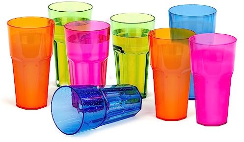 LIVIVO Set of 4 Plastic Tumbler | BPA Free Premium Quality | Beautiful Colors | Stackable Design| Perfect for Picnic,Camping, Kids Party, Caravan, Indoor & Outdoor | 600ml Capacity (Pack of 8)