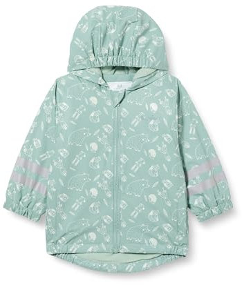 Playshoes Fodera in pile della giacca antipioggia, Giacca antipioggia impermeabile Unisex - Bambini e ragazzi, animali della foresta verde, 104
