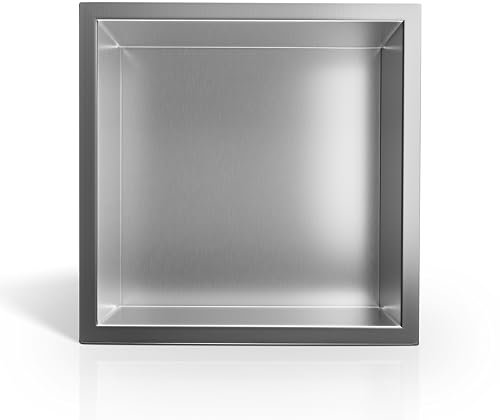 BALNEO WALL-BOX ONE Niche de Douche Murale Pour Salle de Bain Niche de Douche en Acier Inoxydable 30x30x7cm, Niche Étanche Pour Ustensiles de Salle de Bain, Sans Carrelage, Installation Flexible