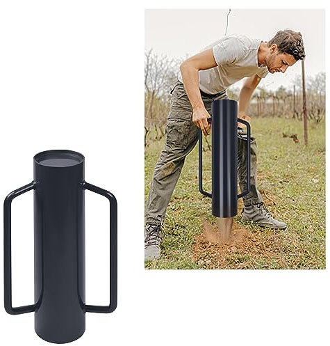 HENGMEI Pfahlramme Stahl Handramme, Ø 140 mm, 13.8kg Pfostenramme mit Rutschfester Griff Handpfahlramme für Verdichtetes Zaunholz