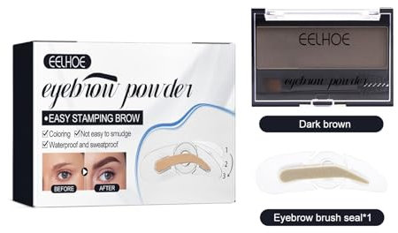Augenbrauenpuder, Brow Powder Set, Langanhaltende Augenbrauenpuder, Natürliche Augenbrauenpuder, Professioneller Augenbrauenpuder, Augenbraue Powder Palette (Dark Brown)