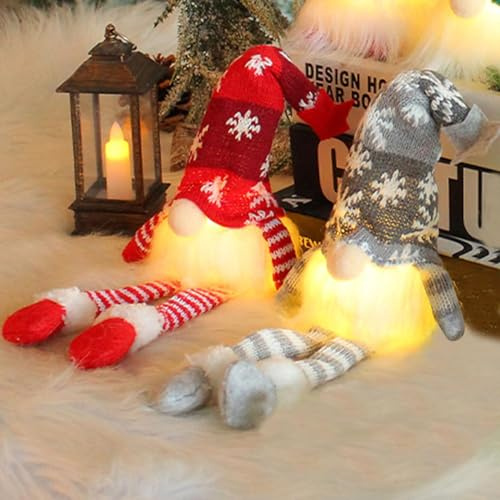 2 Stück Weihnachten Deko Wichtel, Weihnachtswichtel Beleuchtet, LED Weihnachtsdeko, Weihnachtsdeko Innen, Weihnachtsdekoration Weihnachtswichtel Zubehör, Wichtel Figuren Weihnachten Stoff