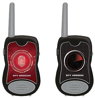LEXIBOOK, Spy Mission, Walkie-Talkies 200m, Communication Game for Children, 2 Communication Channels, Belt Clip, Black/Red, TW12SPY