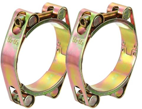 sourcing map 2Pcs T-Bolt Hose Clamps, 55-65mm/2.17-2.56 ID Range, Carbon Steel Radiator Hose Clamp Intake Clamp for Truck Exhaust