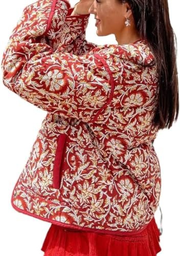 Femmes Y2k Floral Courte Veste Matelassée Hiver Pull Veste Courte Coloré Imprimé Cardigan Léger Diamant Plaid Veste Manteau